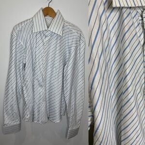 H2O The Shirt Company Fitted Stripe Button Up Dress Shirt (L)